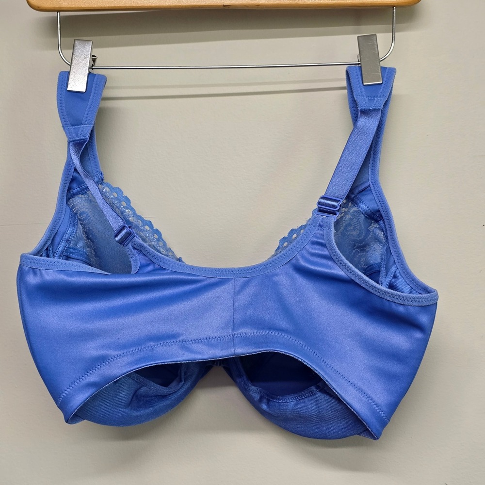 Glamorise Front Closure Underwire Bra Womens 36G Blue Lace Trim Feminine Classic - Picture 4 of 8